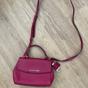 Michael Kors Crossbody Red Leather Extra Small Ava Shoulder Bag